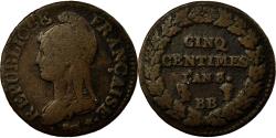 World Coins - Coin, France, Dupré, 5 Centimes, AN 8/5, Strasbourg, , Bronze