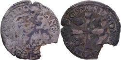 World Coins - France, Henri III, Douzain aux deux H, 1587, Rouen, Billon,
