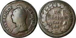World Coins - Coin, France, Dupré, Decime, 1796, Metz, , Bronze, KM:645.2