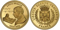 World Coins - France, Medal, Louis Braille, Copper Gilt,