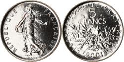 World Coins - Coin, France, Semeuse, 5 Francs, 2001, Paris, BU, , Nickel Clad