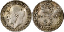 World Coins - Great Britain, George V, 3 Pence, 1917, London, Silver,