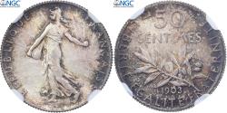 World Coins - France, 50 Centimes, Semeuse, 1903, Paris, Silver, NGC, , Gadoury:420