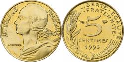 World Coins - France, 5 Centimes, Marianne, 1995, Pessac, BU, Aluminum-Bronze,