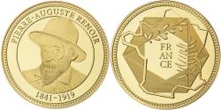 World Coins - France, Medal, Pierre-Auguste Renoir, Copper Gilt,