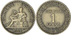 World Coins - France, Chambre de commerce, Franc, 1924, Paris, , Aluminum-Bronze
