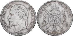 World Coins - France, 5 Francs, Napoléon III, 1867, Strasbourg, Silver, , KM:799.2