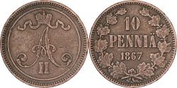 World Coins - Finland, Alexander II, 10 Pennia, 1867, Copper, , KM:5.1