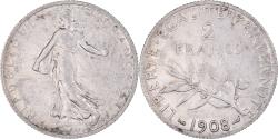 World Coins - Coin, France, Semeuse, 2 Francs, 1908, Paris, , Silver, KM:845.1