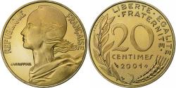 World Coins - France, 20 Centimes, Marianne, 2001, Paris, Proof, Aluminum-Bronze,