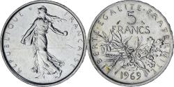 World Coins - France, Semeuse, 5 Francs, 1969, Paris, , Silver, KM:926, Gadoury:770