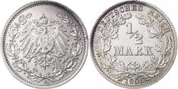 World Coins - GERMANY - EMPIRE, 1/2 Mark, 1906, Berlin, Silver, , KM:17