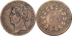 World Coins - French Colonies, Charles X, 5 Centimes, 1825, Paris, Bronze,