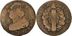 World Coins - Coin, France, Louis XVI, 2 sols français, 2 Sols, 1792, Strasbourg