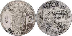 World Coins - Dutch East Indies, William III, 1/4 Gulden, 1858, Utrecht, Silver,