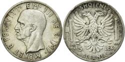 World Coins - Coin, Albania, Vittorio Emanuele III, 5 Lek, 1939, Rome, , Silver