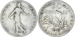 World Coins - Coin, France, Semeuse, 50 Centimes, 1909, Paris, , Silver, KM:854