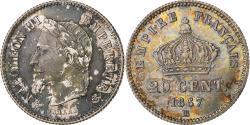 World Coins - France, Napoleon III, 20 Centimes, 1867, Strasbourg, Silver,
