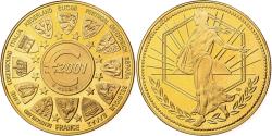 World Coins - France, Medal, L'Europe, La Semeuse, 2001, Copper-Nickel Gilt,