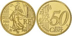 World Coins - France, 50 Euro Cent, Proof, 2003, Monnaie de Paris, Nordic gold,