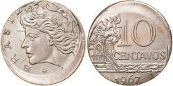 World Coins - Coin, Brazil, 10 Centavos, 1967, error off center strike,