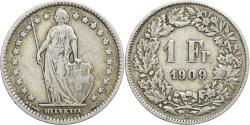World Coins - Switzerland, Franc, 1909, Bern, , Silver, KM:24