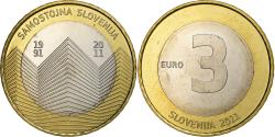 World Coins - Slovenia, 3 Euro, Independence, 2011, Vantaa, Bi-Metallic,