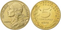 World Coins - France, 5 Centimes, Marianne, 1978, Paris, FDC, Aluminum-Bronze,