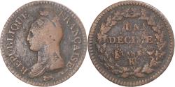 World Coins - Coin, France, Dupré, Decime, AN 8, Bordeaux, , Bronze, Gadoury:187a