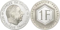 World Coins - France, 1 Franc, Charles de Gaulle, 1988, MDP, Specimen, Proof, Silver,