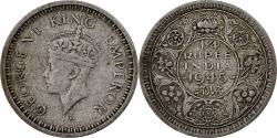 World Coins - INDIA-BRITISH, George VI, 1/4 Rupee, 1945, Silver, , KM:547