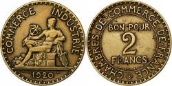 World Coins - France, 2 Francs, Chambre de commerce, 1920, Paris, Cupro-Aluminium,