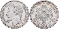 World Coins - France, 5 Francs, Napoléon III, 1869, Strasbourg, Silver,