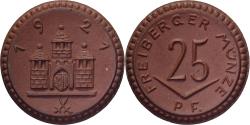 World Coins - Weimar Republic, Stadt Freiberg, 25 Pfennig, 1921, , Porcelain