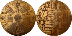 World Coins - France, Medal, Calendar 1972, 1971, MDP, Bronze, Devigne,