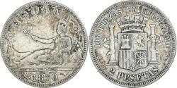 World Coins - Coin, Spain, Provisional Government, 2 Pesetas, 1870, Madrid, , Silver