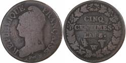 World Coins - France, 5 Centimes, Dupré, AN 8, Lille, Copper,