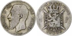 World Coins - Belgium, Leopold II, Franc, 1886, Brussels, Silver, , KM:28