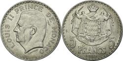 World Coins - Coin, Monaco, Louis II, 5 Francs, 1945, Poissy, , Aluminum, KM:122