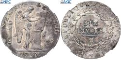 World Coins - France, Écu de 6 livres Françoise, 1793, Rouen, Rare, Silver, NGC,