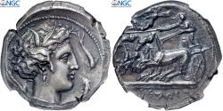 Ancient Coins - Sicily, Tetradrachm, ca. 330-305 BC, Lilybaion, Silver, NGC,