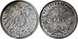 World Coins - GERMANY - EMPIRE, Wilhelm II, Mark, 1915, Muldenhütten, Silver,