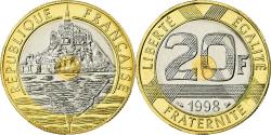 World Coins - Coin, France, Mont Saint Michel, 20 Francs, 1998, Paris,
