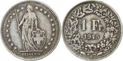 World Coins - Switzerland, Franc, 1945, Bern, Silver, , KM:24