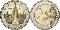World Coins - Germany, 2 Euro, Sachsen, 2016, Stuttgart, Bi-Metallic,