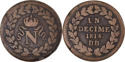 World Coins - Coin, France, Napoleon I, Decime, 1814., Strasbourg, , Bronze, KM:700