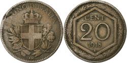 World Coins - Italy, Vittorio Emanuele III, 20 Centesimi, 1918, Rome, Copper-nickel,