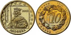 World Coins - Andorra, 10 Centimes, Fantasy Trial Euro, 2003, Nordic gold,