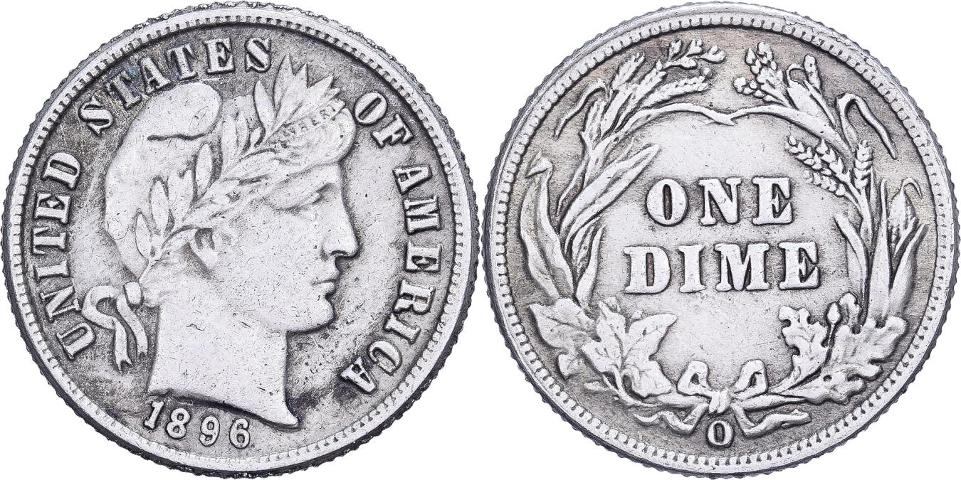United States, Dime, Barber, 1896, U.S. Mint, Rare, Silver, , KM:113