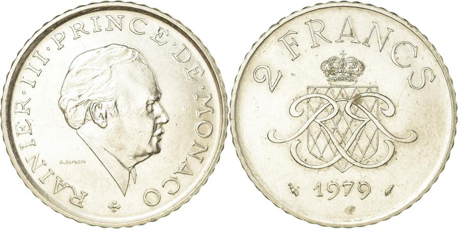 World Coins - Coin, Monaco, Rainier III, 2 Francs, 1979, , Nickel, KM:157, Gadoury:MC